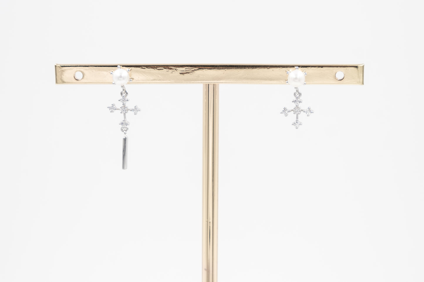 Pearl Cross Earrings