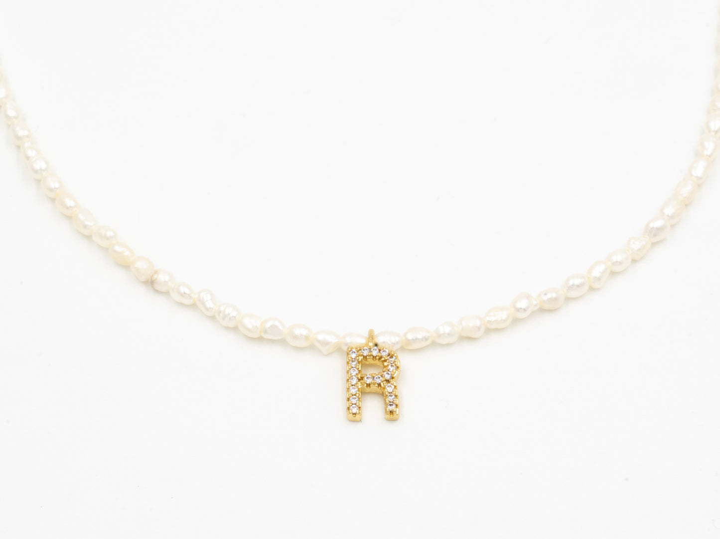 Mini Initial Pearl Necklace