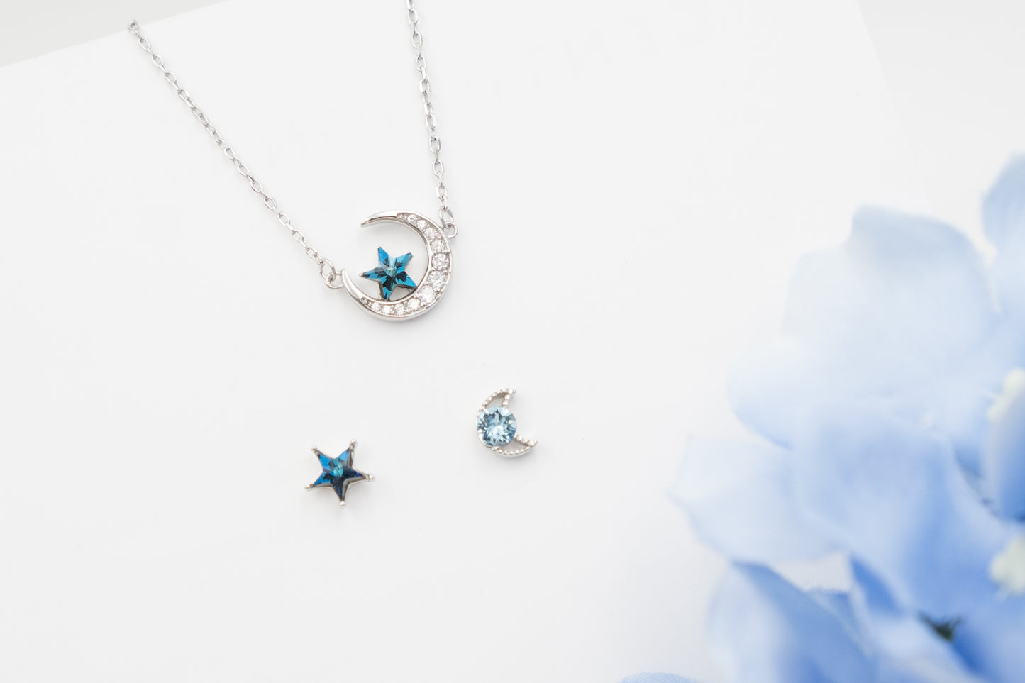 Blue Star & Moon Earrings